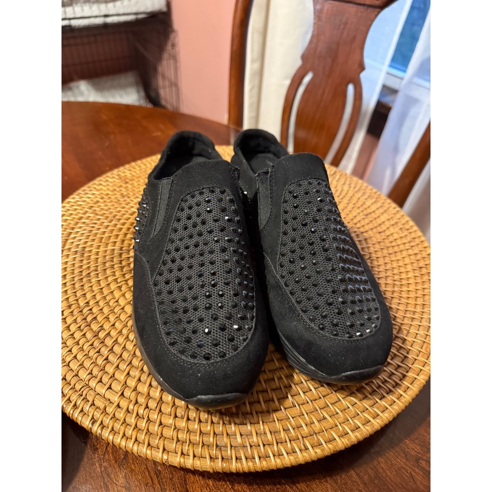 Kenneth Cole Reaction Cameron Black Rhinestone Slip On Sneakers Womens 9.5